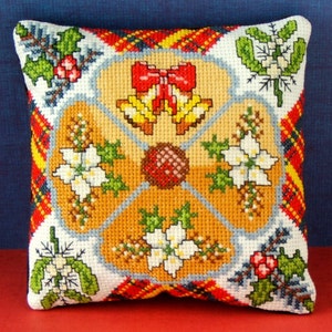 A Joyful Christmas Counted Cross Stitch Mini Cushion Kit, Sheena Rogers Designs