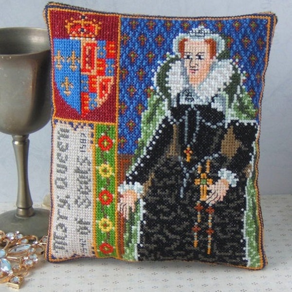 Mary, Queen of Scots Counted Cross Stitch Mini Cushion Kit, Sheena Rogers Designs