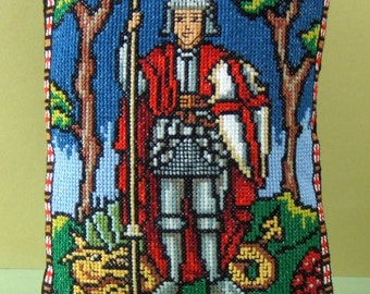 St George Counted Cross Stitch Mini Cushion Kit, Sheena Rogers Designs