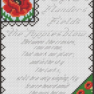 In Flanders Fields Counted Cross Stitch Downloadable PDF Chart, Sheena Rogers Designs