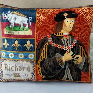 Richard III Portrait Counted Cross Stitch Mini Cushion Kit, Sheena Rogers Designs
