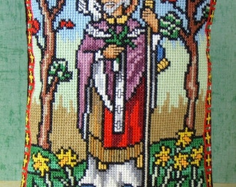 St David Counted Cross Stitch Mini Cushion Kit, Sheena Rogers Designs