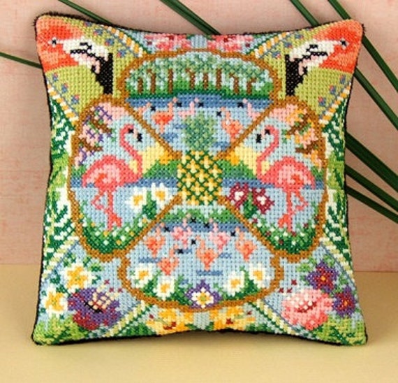 Mini Cross Stitch Embroidery Flamingo Kit