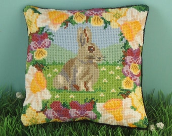 Spring Bunny Counted Cross Stitch Mini Cushion Kit, Sheena Rogers Designs