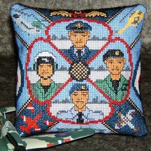 Royal Air Force Counted Cross Stitch Mini Cushion Kit, Sheena Rogers Designs