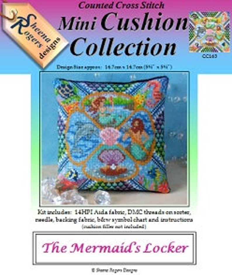 The Mermaid's Locker Mini Cushion Cross Stitch Kit image 2