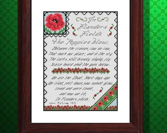 In Flanders Fields (2 Verse) Kreuzstich PDF-Chart, Sheena Rogers Designs