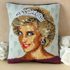 Diana, Princess of Wales Counted Cross Stitch Mini Cushion Kit, Sheena Rogers Designs