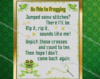 An Ode to Frogging Kreuzstich PDF Stickvorlage, Sheena Rogers Designs