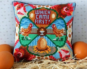 Chicken and Egg Mini Cushion Cross Stitch Kit