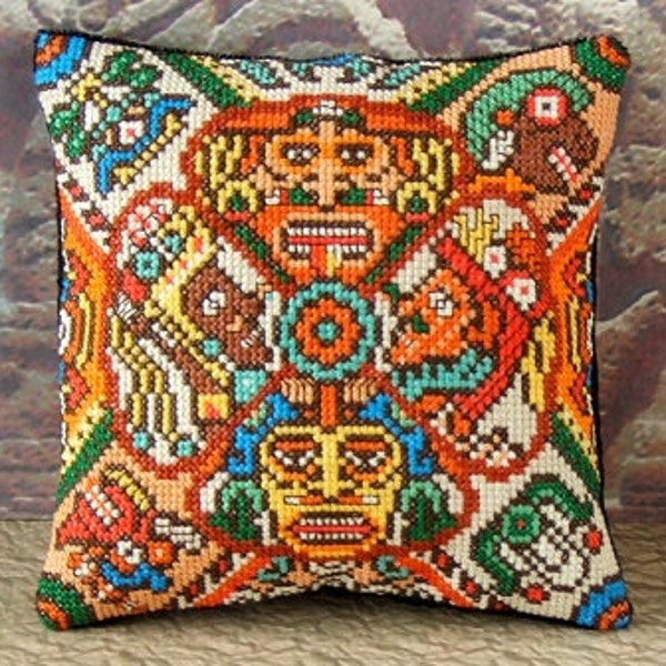 Aztec Art Counted Cross Stitch Mini Cushion Kit, Sheena Rogers Designs