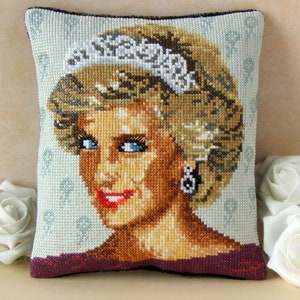 Diana, Princess of Wales Counted Cross Stitch Mini Cushion Kit, Sheena Rogers Designs