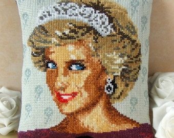 Diana, Princess of Wales Counted Cross Stitch Mini Cushion Kit, Sheena Rogers Designs