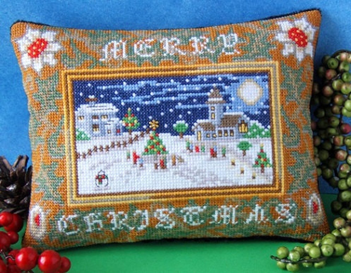 Merry Christmas Mini Cushion Cross Stitch Kit Etsy