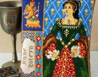 Anne Boleyn Triptych Counted Cross Stitch Mini Cushion Kit, Sheena Rogers Designs