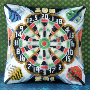 Darts Counted Cross Stitch Mini Cushion Kit, Sheena Rogers Designs