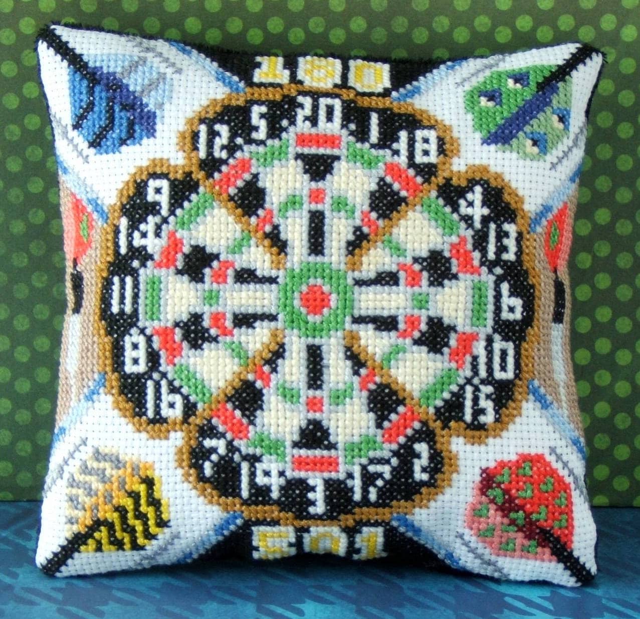Darts Counted Cross Stitch Mini Cushion Kit, Sheena Rogers Designs