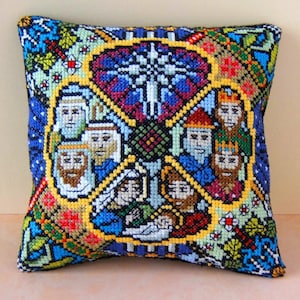 The Nativity Counted Cross Stitch Mini Cushion Kit, Sheena Rogers Designs