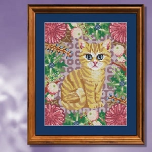 Autumn Kimber Kitten Counted Cross Stitch Picture Kit, Sheena Rogers Designs