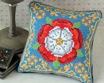 Tudor Rose Counted Cross Stitch Pincushion Kit, Sheena Rogers Designs