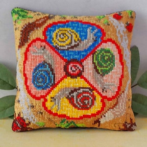 Slugs and Snails Counted Cross Stitch Mini Cushion Kit, Sheena Rogers Designs