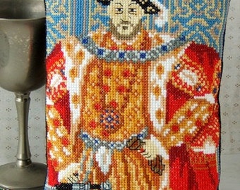 Henry VIII Portrait Counted Cross Stitch Mini Cushion Kit, Sheena Rogers Designs