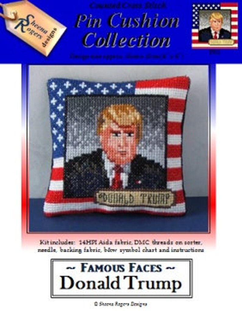 Donald Trump Pincushion Cross Stitch Kit