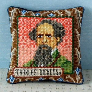 Charles Dickens Counted Cross Stitch Pincushion Kit, Sheena Rogers Designs