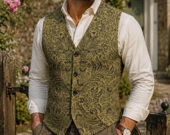 Grüne viktorianische Alternativkleidung für den Freund, Whimsigoth-Kleidung, Hochzeitsweste für den Bräutigam, Weste für den Vater der Braut, inspiriert von Peaky Blinders