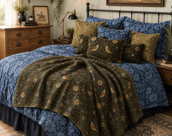 Autumn Decor Idea for Bedroom William Morris Inspired Bedding Set Cottagecore Pillow Gift Idea for Boyfriend Holiday Season Gift for Grandma