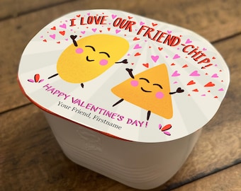 Instant Editable and Printable Template for Valentine's Day Pringles Snack Stack Toppers -  I Love Our Friend-Chip - Red and Pink