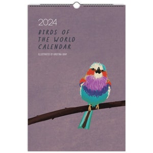 2024 Birds of the World Large Wall Calendar (US Holidays)