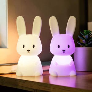 Veilleuse LED lapin | Lampe tactile lapin en silicone | Lampe de chevet pour enfants mignons | Décoration de chambre de bébé | Cadeau lampe de nuit pour bébé