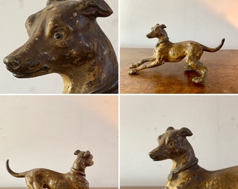 犬 グレイハウンドのブロンズ？置物2体セット ブロンズ製グレイハウンドの置物：高級犬彫刻、アート装飾 - Etsy 日本