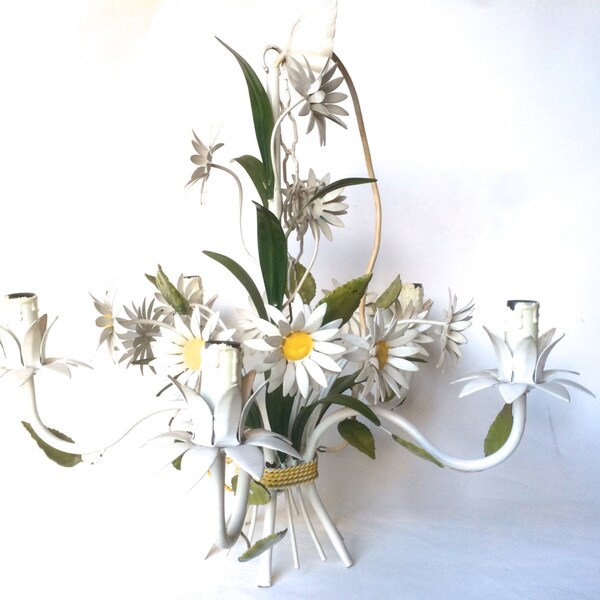 French vintage floral tole chandelier,light fixture,ceiling light