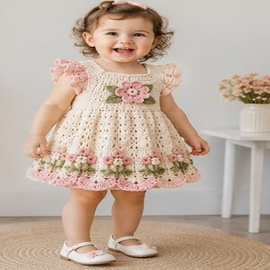Crochet Baby Dress Pattern, Floral Lace Toddler Sundress (PDF Download)