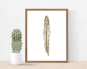 Skeleton leaf poster instant download modern minimalist art, design inspired by nature, affordable wall decor, Scandinavian nordic style