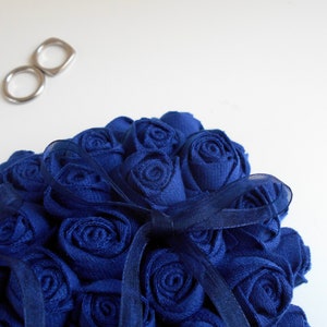 Ring pillow alternative, Blue roses wedding ceremony accessory, Coin pillow, Ring-bearer, Heart ring box, Cushion for marriage rings image 5