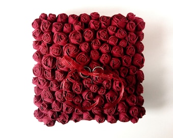 Ring pillow alternative with red roses Floral cushion weddings Ring holder flowers Marriage decoration Coin pillow Bridal shower gift idea