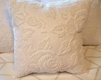 Chenille Pillow, Soft Yellow, Chenille Pillow, Hobnail Chenille, Throw Pillow, Vintage Chenille,  Decorative Pillow, Cotton Pillow,