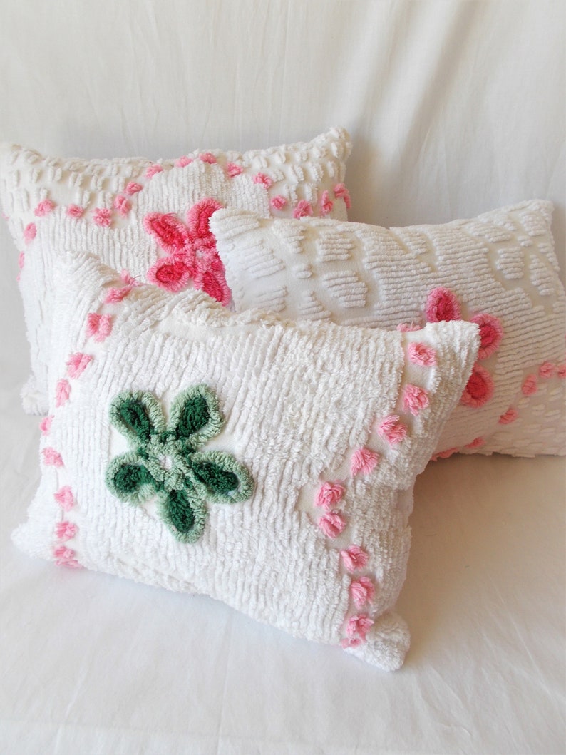 Chenille Pillow Throw Pillow Vintage Chenille Accent Etsy