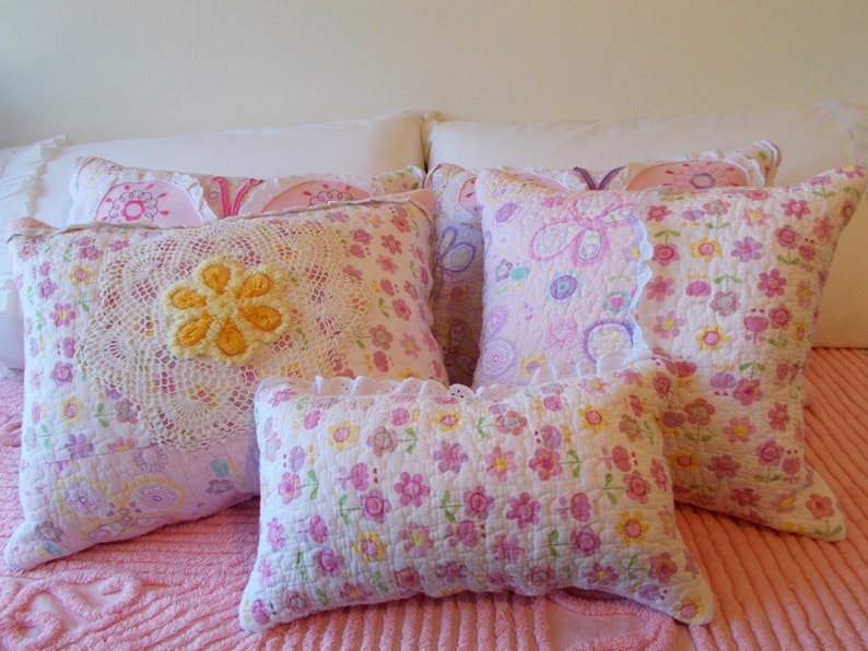 Nursery Pillow Quilted Pillow Handmade Pillow Pink Pillow Etsy
