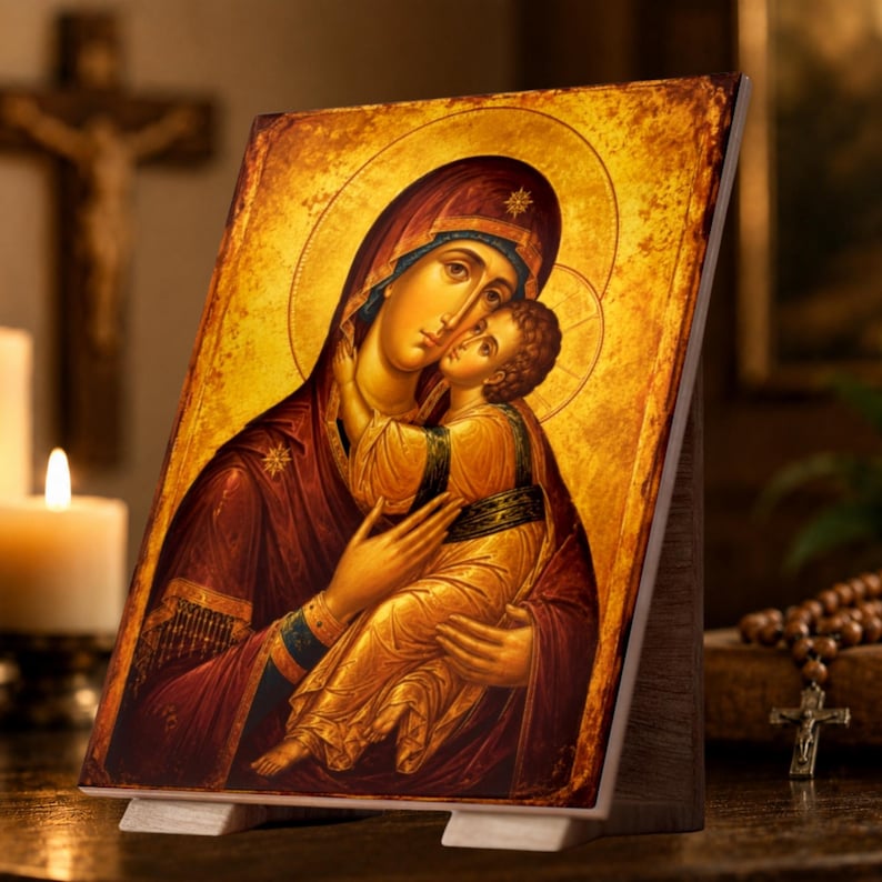 Theotokos of Vladimir Ceramic Icon, Byzantine Virgin Mary Art - Etsy Canada