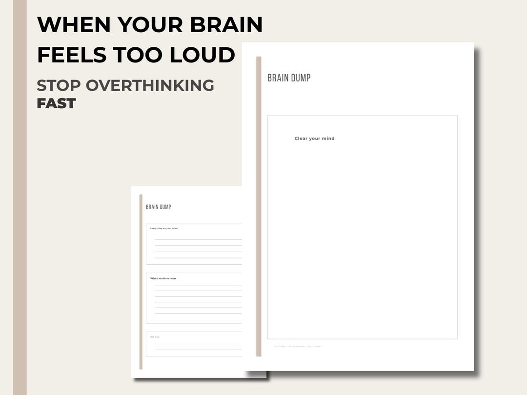 Brain Dump Printable – Overthinking Reset Pages, Minimalist ADHD ...
