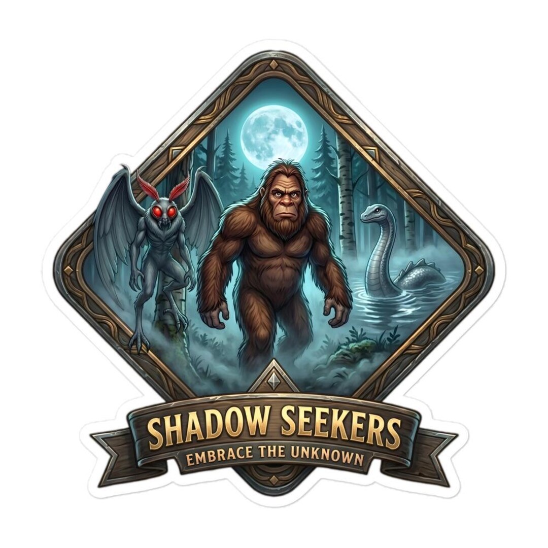 Shadow Seekers Bigfoot Mothman Nessie Cryptid Sticker, Paranormal Logo ...