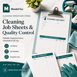Cleaning Business Job Sheet & Quality Control Checklist | Editable Inspection Forms and QC Log