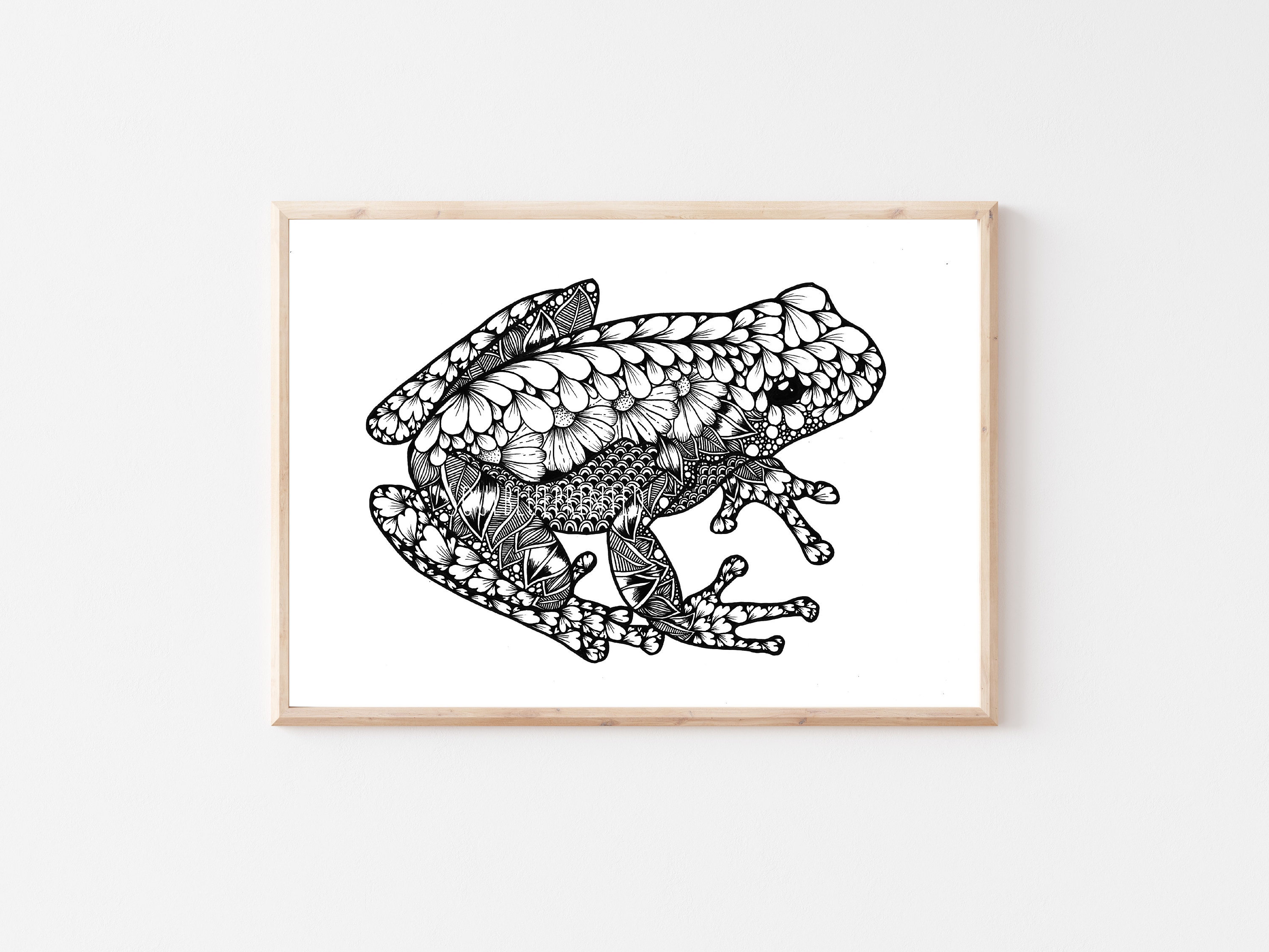 Frog Print - Zentangle Frog Print - Frog Wall Art