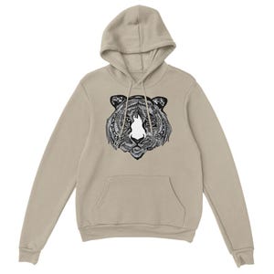 Uniseks hoodie met Zentangle Tijgerprint - Levendig, gezellig comfort voor kunstliefhebbers