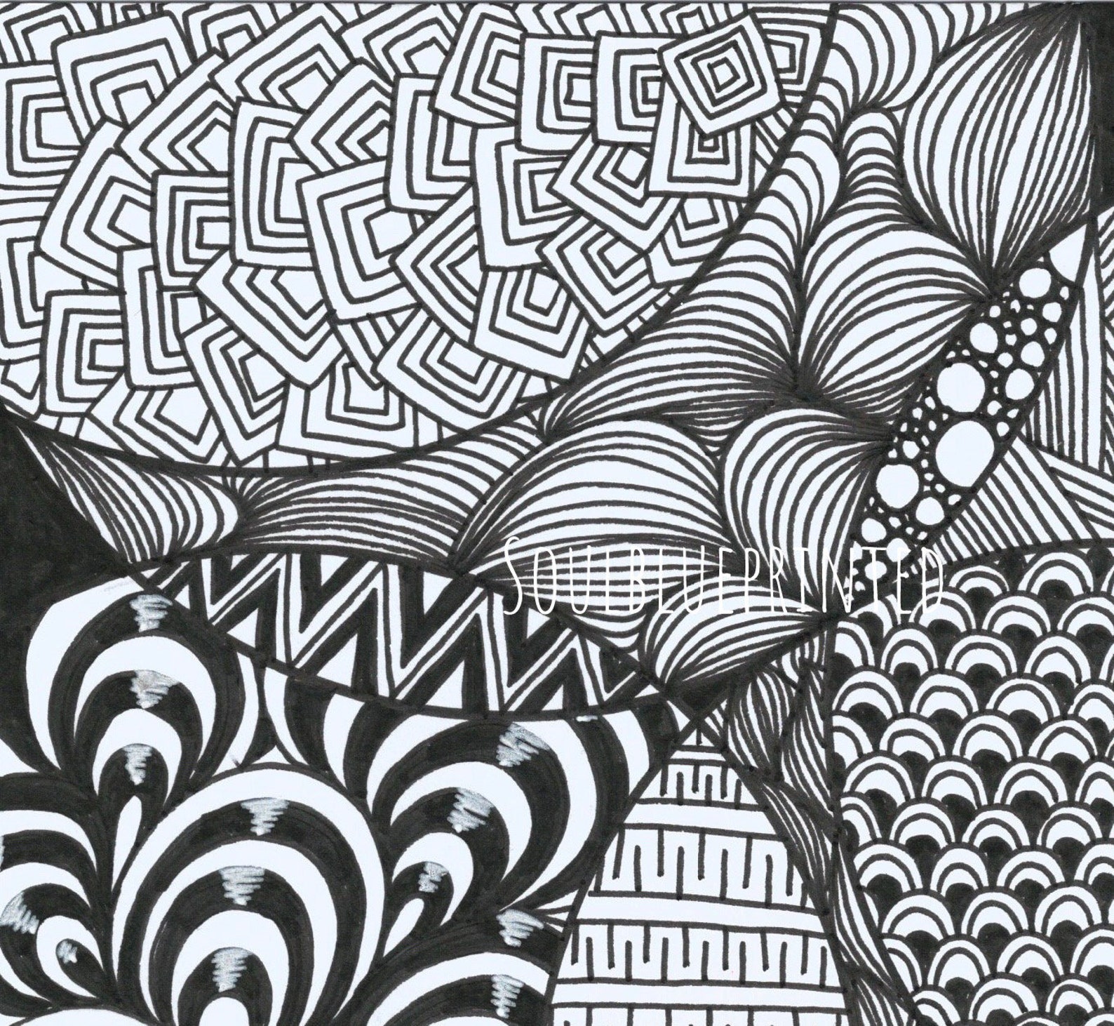 Original Zentangle Art Hand Drawn Pen and Ink Wall Art Design Etsy