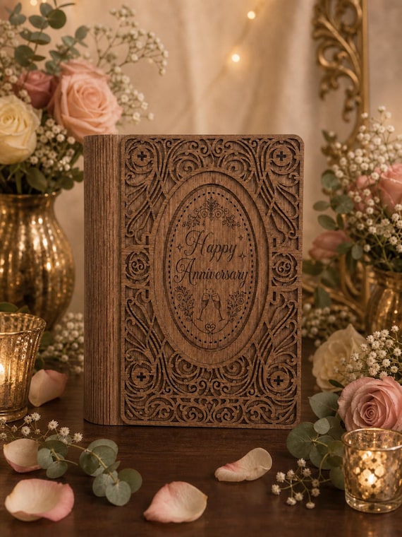 Personalized Wooden Icon Book - Custom Engraved Orthodox Keepsake for Weddings, Anniversaries & Baptisms